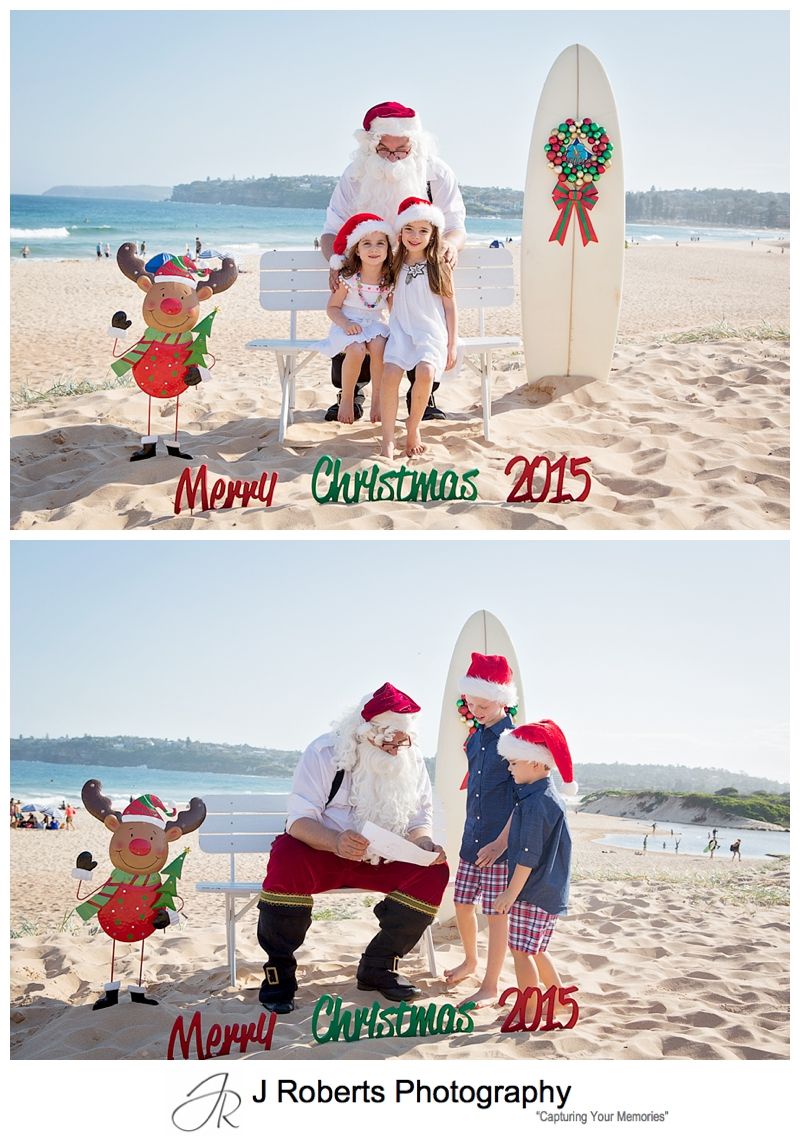 Aussie Santa Photos at Long Reef Beach on a Hot Sunday after just before Christmas